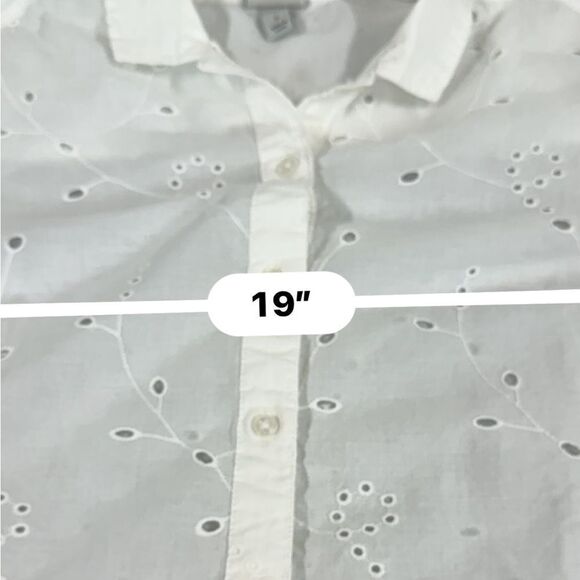 A new day 100% Cotton Eyelet Long Sleeve Button-Down Shirt - EUC - Picture 8 of 15